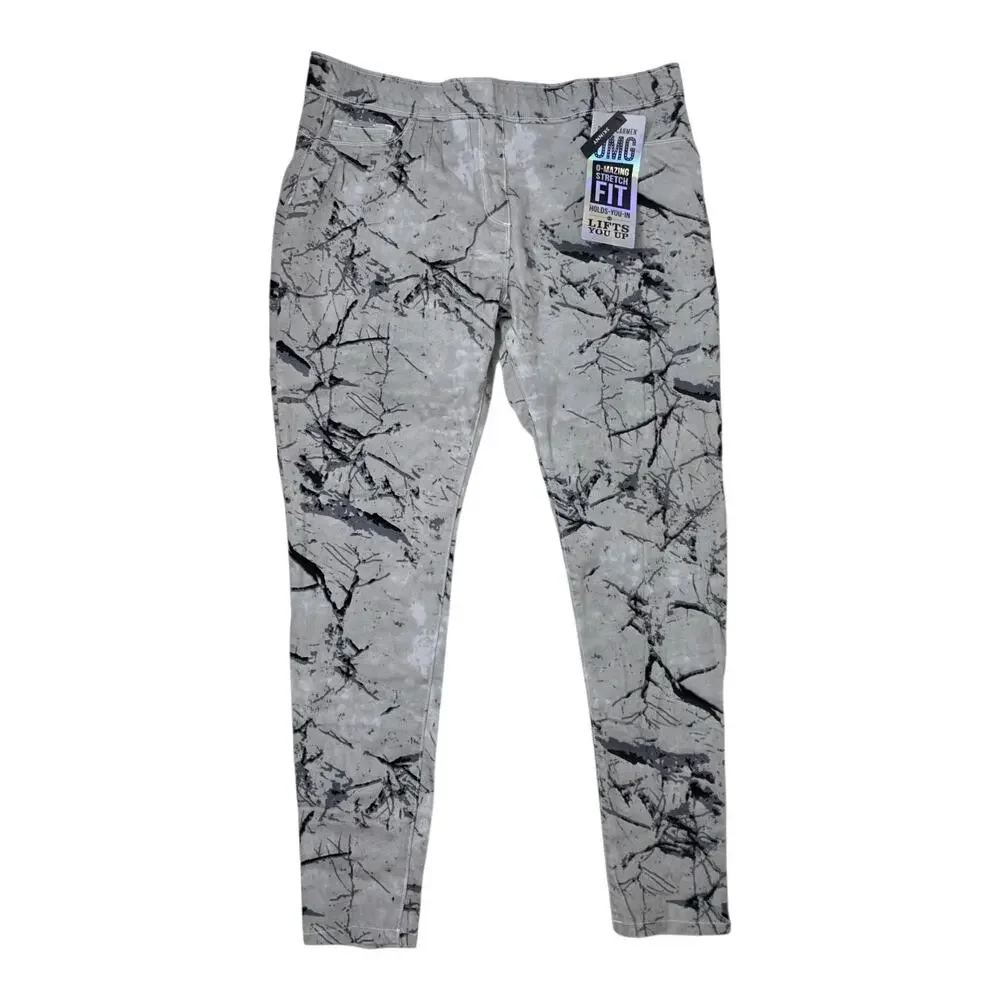 Coco + Carmen XL OMG Skinny Lifts Holds Jeans Printed Paint Splatter Gray Black